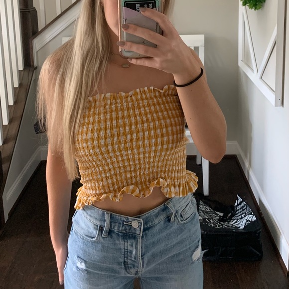 Yellow Gingham Tube Top - Picture 1 of 3